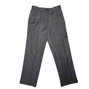Jos A Bank Mens Gray Blue Windowpane Flannel Soft Wool Fall/Winter Dress‎ Pants
